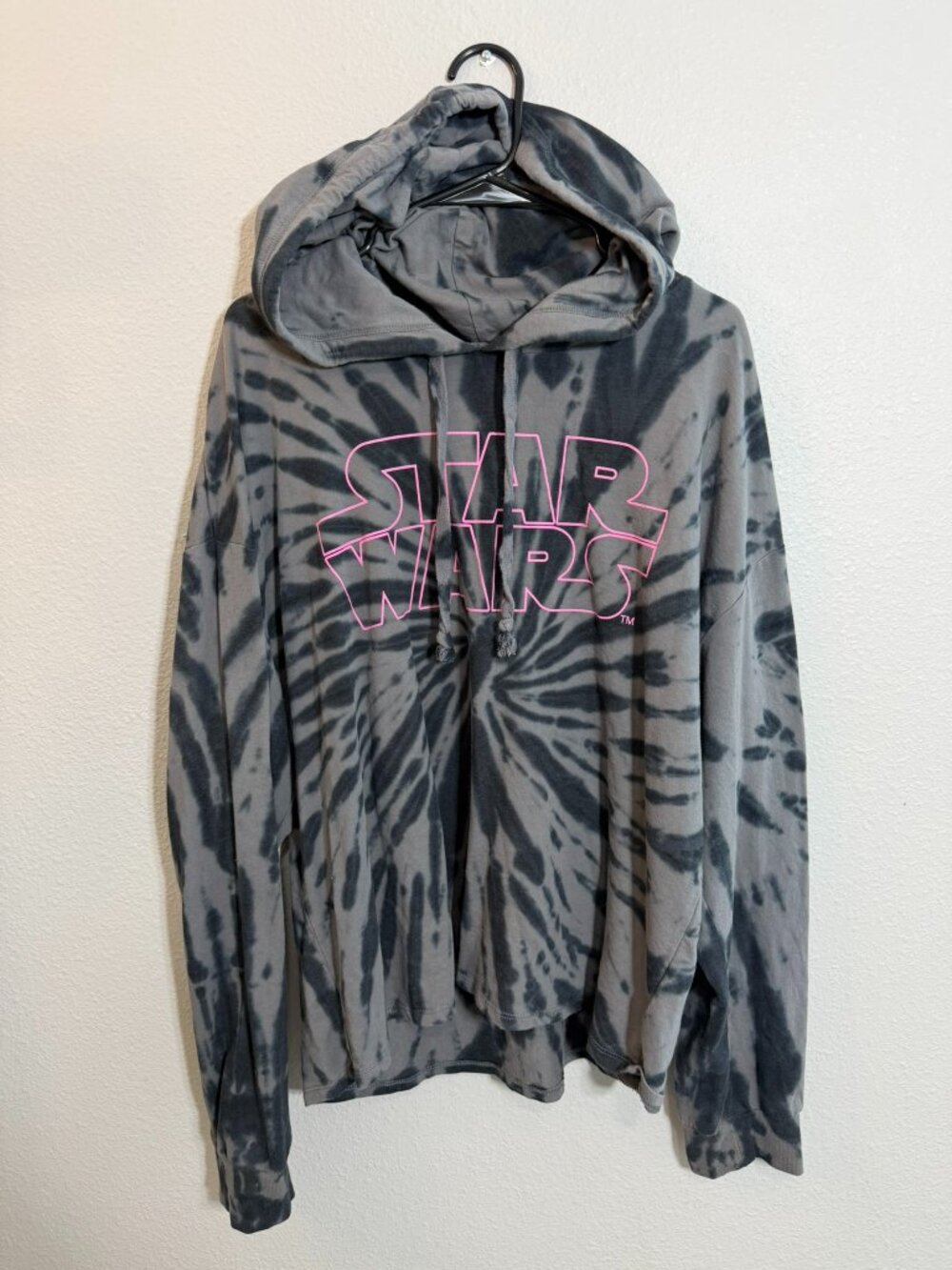 Star Wars Tie Dye Oversized Hoodie Sweatshirt Pink Outline Logo 3X